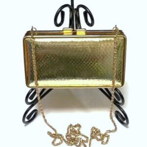 NORDSTROM GOLD PADDED CLUTCH/SHOULDER BAG EUC